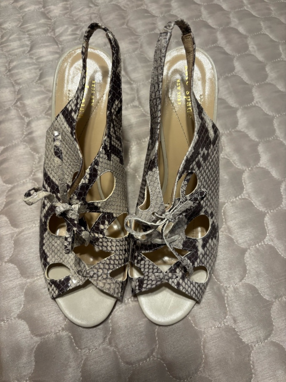 Kate Spade Snakeskin Lace-Up Slingback Heels 8.5 Made in Italy $330 NEW - Picture 2 of 11